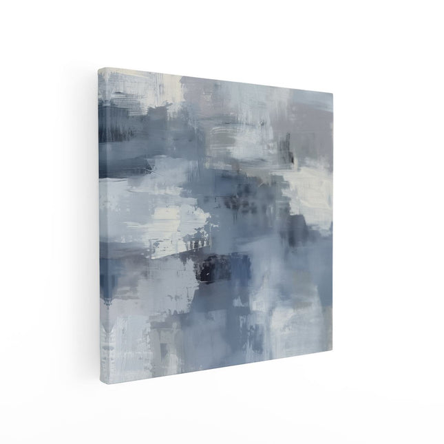Canvas schilderij vierkant Abstract Kunstwerk in Blauw en Wit