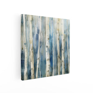 Canvas schilderij vierkant Aquarelkunstwerk van Berkenbomen