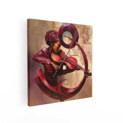 Canvas schilderij vierkant Vrouw die Viool Speelt