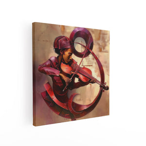 Canvas schilderij vierkant Vrouw die Viool Speelt