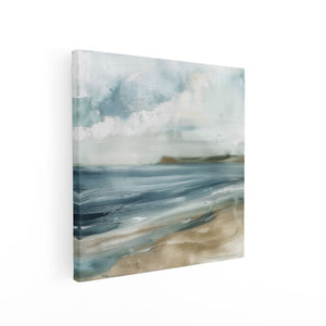 Canvas schilderij vierkant Kunstwerk van een Strand met Wolken