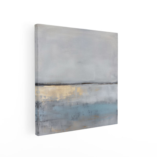 Canvas schilderij vierkant Abstract Kunstwerk met een Blauwe en Gouden Achtergrond
