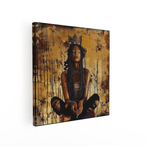 Canvas schilderij vierkant Vrouw met Dreadlocks en een Kroon