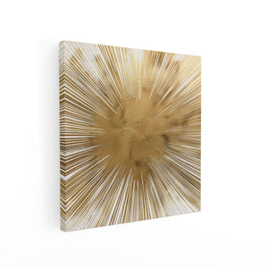 Canvas schilderij vierkant Gouden Zonnestraal op een Witte Achtergrond