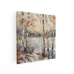 Canvas schilderij vierkant Kunstwerk van Berkenbomen in de Winter