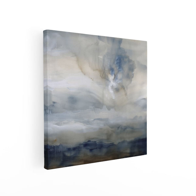 Canvas schilderij vierkant Abstract Kunstwerk met Blauwe en Witte Wolken