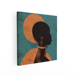 Canvas schilderij vierkant Silhouet van Afrikaanse Vrouw