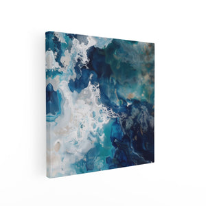 Canvas schilderij vierkant Blauw en Wit Kunstwerk op een Witte Achtergrond