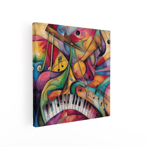 Canvas schilderij vierkant Kleurrijk Kunstwerk van Muziekinstrumenten