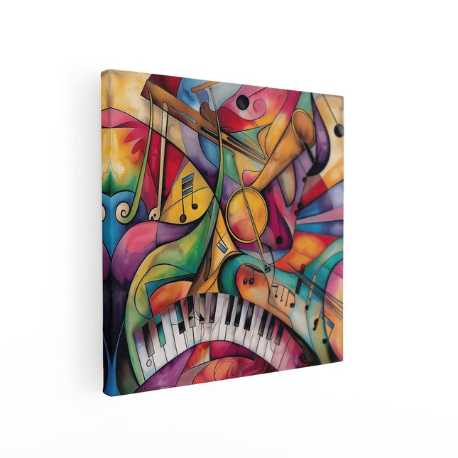Canvas schilderij vierkant Kleurrijk Kunstwerk van Muziekinstrumenten