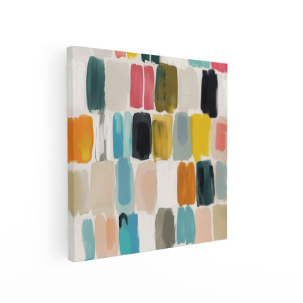 Canvas schilderij vierkant Kleurrijke Penseelstreken op een Witte Achtergrond