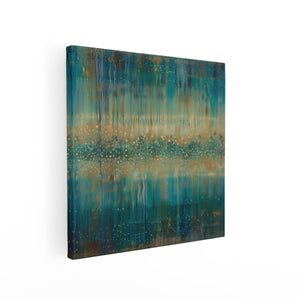 Canvas schilderij vierkant Het Kunstwerk is Blauw en Goud