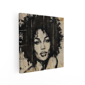 Canvas schilderij vierkant Vrouw met Afrohaar