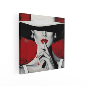 Canvas schilderij vierkant Vrouw met een Witte Hoed