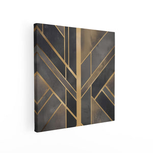 Canvas schilderij vierkant Zwart en Goud Art Deco Behang