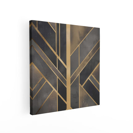 Canvas schilderij vierkant Zwart en Goud Art Deco Behang