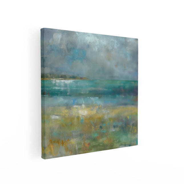 Canvas schilderij vierkant Abstract Kunstwerk van een Strand met Wolken