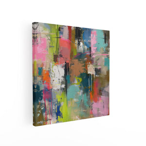 Canvas schilderij vierkant Abstract Kunstwerk met Heldere Kleuren