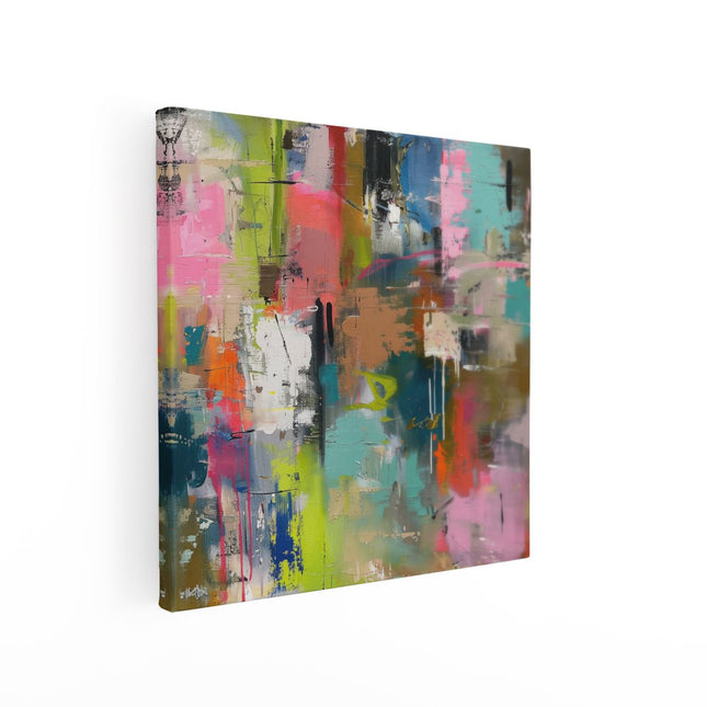 Canvas schilderij vierkant Abstract Kunstwerk met Heldere Kleuren