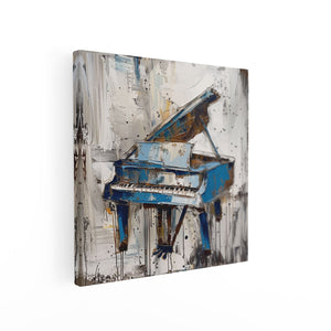 Canvas schilderij vierkant Abstract Kunstwerk van een Blauwe Piano