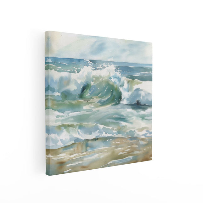Canvas schilderij vierkant Aquarelkunstwerk van een Golf op het Strand