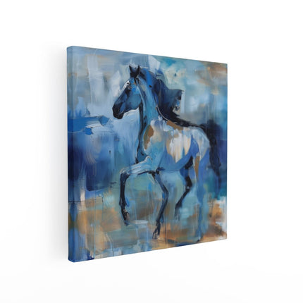 Canvas schilderij vierkant Abstract Kunstwerk van een Blauw Paard