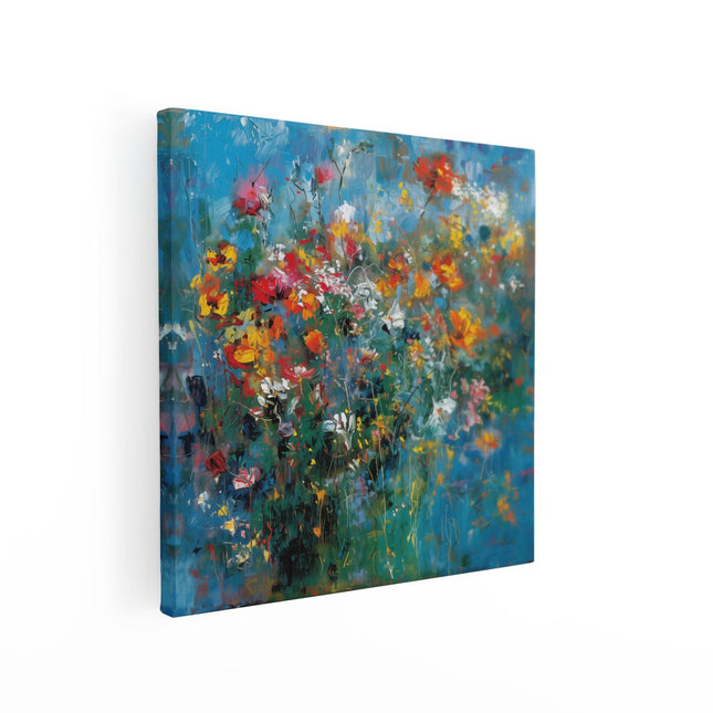 Canvas schilderij vierkant Kleurrijke Bloemen in een Vaas