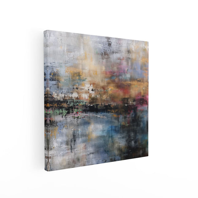 Canvas schilderij vierkant Abstract Kunstwerk met veel Kleuren