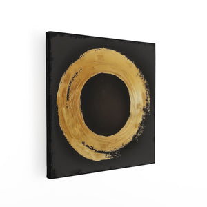Canvas schilderij vierkant Gouden Cirkel op een Zwarte Achtergrond
