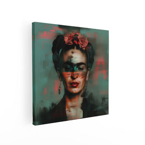 Canvas schilderij vierkant Portret van Frida Kahlo