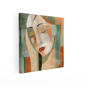 Canvas schilderij vierkant Abstract Kunstwerk van het Gezicht van een Vrouw