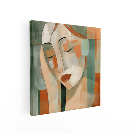 Canvas schilderij vierkant Abstract Kunstwerk van het Gezicht van een Vrouw