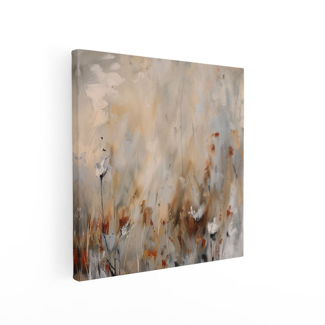 Canvas schilderij vierkant Abstract Kunstwerk van Bloemen in een Veld