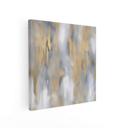 Canvas schilderij vierkant Goud en Zilver Abstract Kunstwerk op een Witte Achtergrond