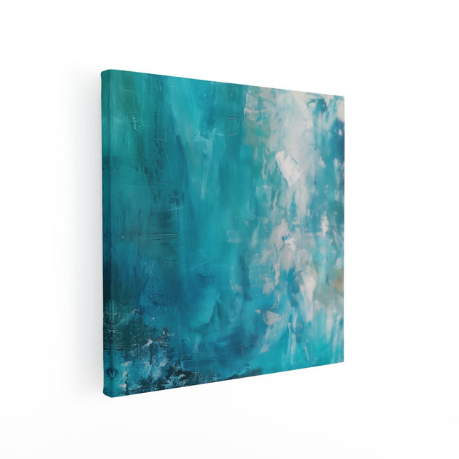 Canvas schilderij vierkant Abstract Kunstwerk van Blauw en Wit