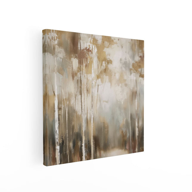 Canvas schilderij vierkant Abstract Kunstwerk van Berkenbomen
