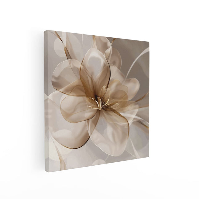 Canvas schilderij vierkant Bloem met een Beige Achtergrond