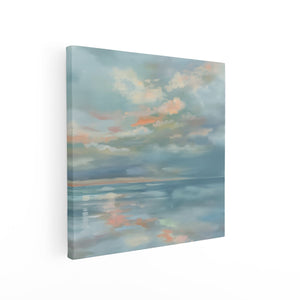 Canvas schilderij vierkant Kunstwerk van Wolken boven het Water