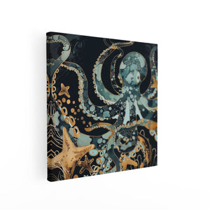 Canvas schilderij vierkant Octopus in de Zee