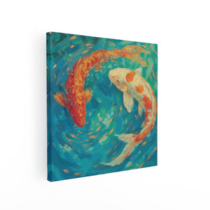 Canvas schilderij vierkant Twee Koivissen in een Vijver