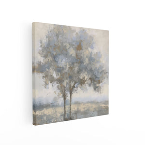 Canvas schilderij vierkant Twee Bomen in een Veld