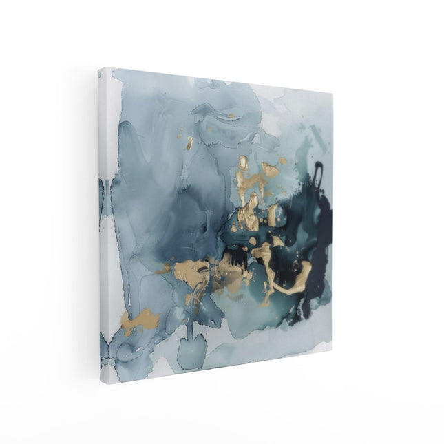 Canvas schilderij vierkant Abstract Kunstwerk van Blauw en Goud