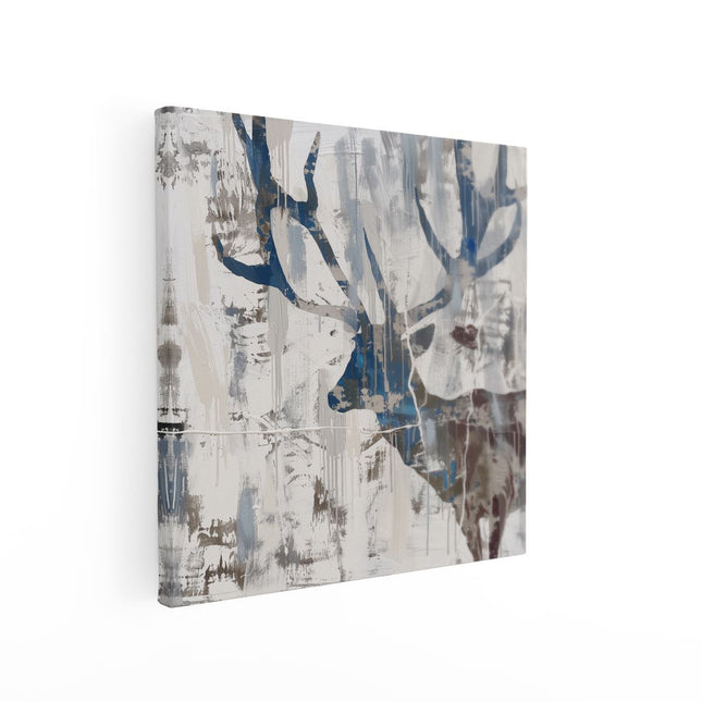 Canvas schilderij vierkant Kunstwerk van een Hert met Gewei