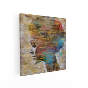 Canvas schilderij vierkant Abstract Kunstwerk van het Gezicht van een Vrouw