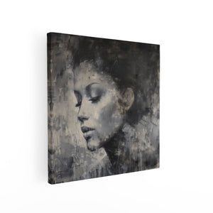 Canvas schilderij vierkant Portret van een Vrouw met haar Ogen Dicht