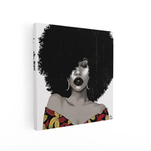 Canvas schilderij vierkant Afrikaanse Vrouw met een Afro