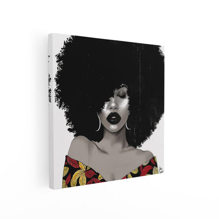Canvas schilderij vierkant Afrikaanse Vrouw met een Afro