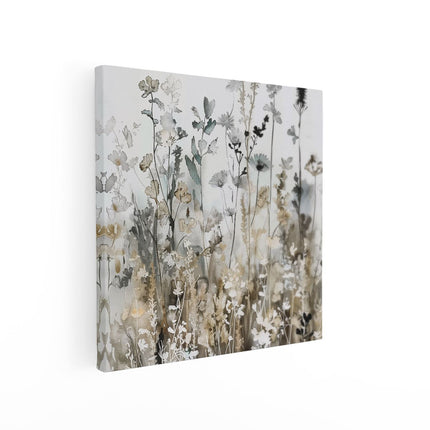 Canvas schilderij vierkant Aquarelkunstwerk van Wilde Bloemen