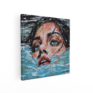Canvas schilderij vierkant Kunstwerk van een Vrouw in het Water