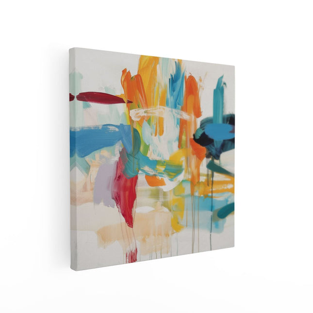 Canvas schilderij vierkant Abstract Kunstwerk met Heldere Kleuren